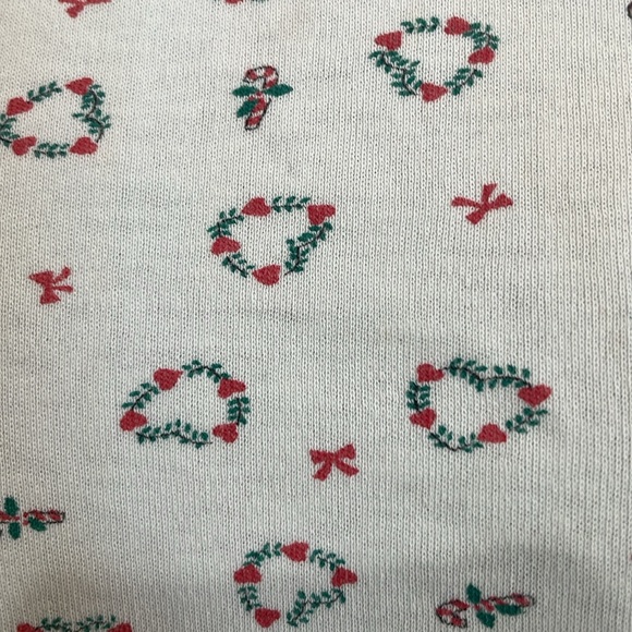 Vintage Christmas white turtleneck candy canes Hearts bows garland womens size S - Picture 3 of 9